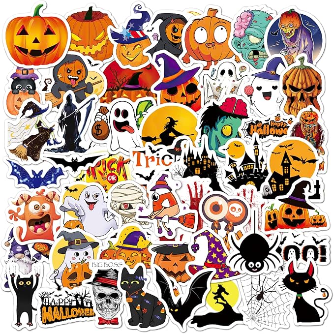 Non-Repeating Halloween Stickers, Halloween Party Favors, Vinyl Waterproof