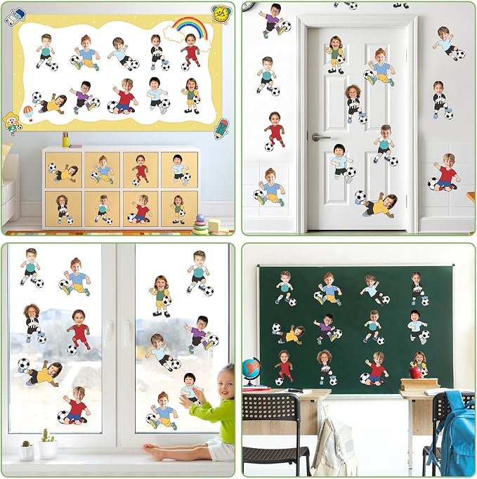 OBUSATT 60 Pcs Soccer Player Theme Cutouts Soccer Bulletin Board Decorations