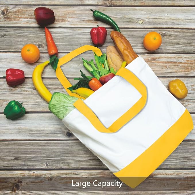 TOPDesign 3-Pack Super Strong Large 12oz Cotton Canvas Tote Bags, Reusable