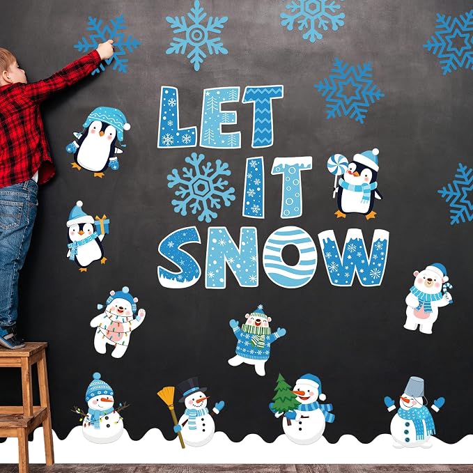 Outus 45 Pcs Winter Cutouts Snowflake Accents Paper Cutouts Name Tags Seasonal