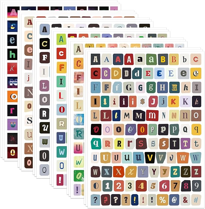 1956 Pcs Letter Stickers for Scrapbook Supplies, Vintage Alphabet Stickers | 18