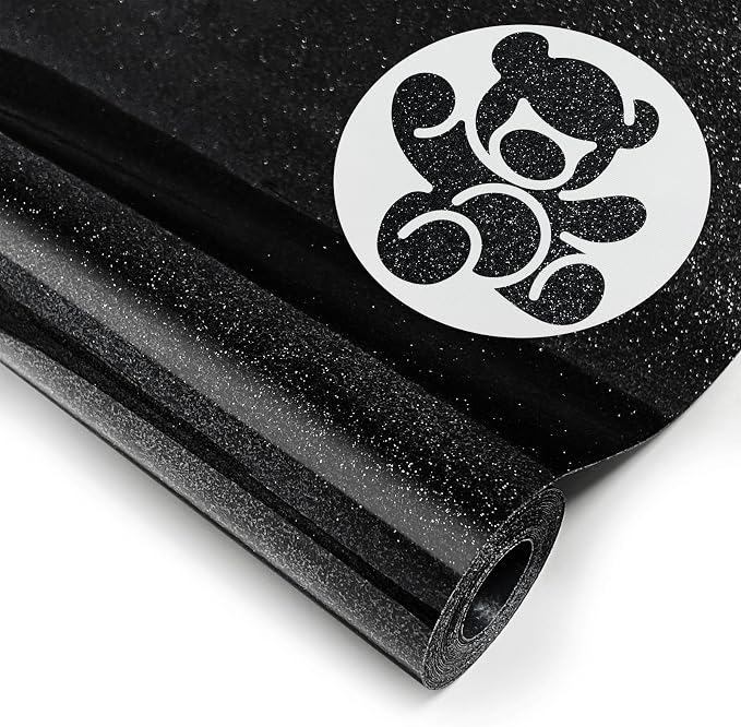 DUEUIOE Black Glitter HTV Heat Transfer Vinyl Roll