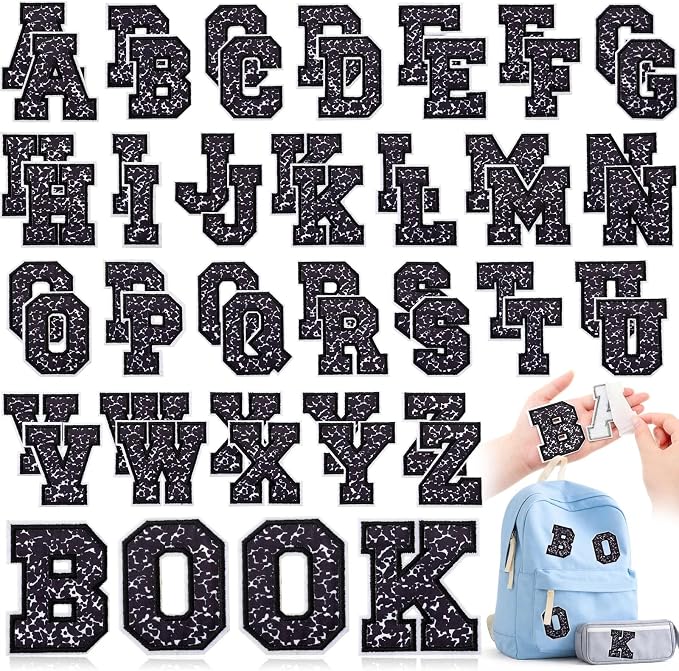 WILLBOND 52 Pcs Back to School Letter Patches Self Adhesive Composition Iron on