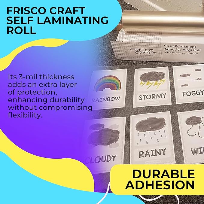 Frisco Craft Matte Clear Self Adhesive Laminating Roll 12" x 30 ft | Self