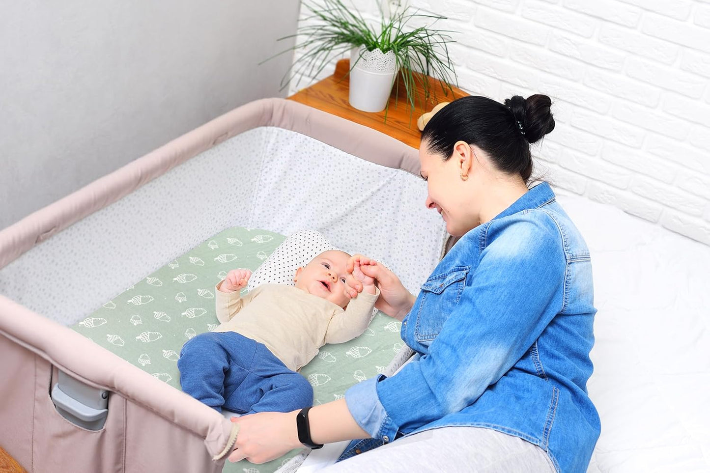 Bublo Baby 100% Organic Cotton 3 Pack and Play Sheets Fitted 38x24 – Soft Breathable Mini Crib Mattress Sheets for Baby, Portable Crib Sheets for Playpen or Travel Crib