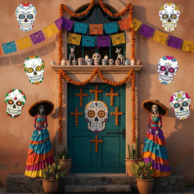 TaoBary 24 Pcs 7.09'' Sugar Skull Cutouts