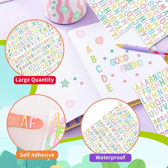 Letter Stickers 0.5 inch, Self-Adhesive Vinyl Waterproof ABC Letter Stickers