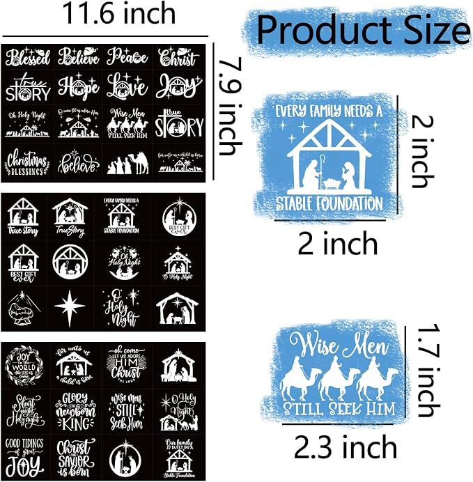 40 Pieces Christmas Nativity Stickers