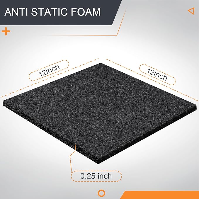 Pangda 2 Pcs Black Foam Pad 12 x 12 x 0.25 Inches Cuttable Polyurethane Foam