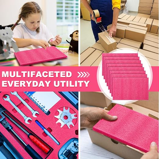 Pangda 8 Pcs 14.75" x 9.5" x 0.75" Pink Polyethylene Foam Sheets Anti Static