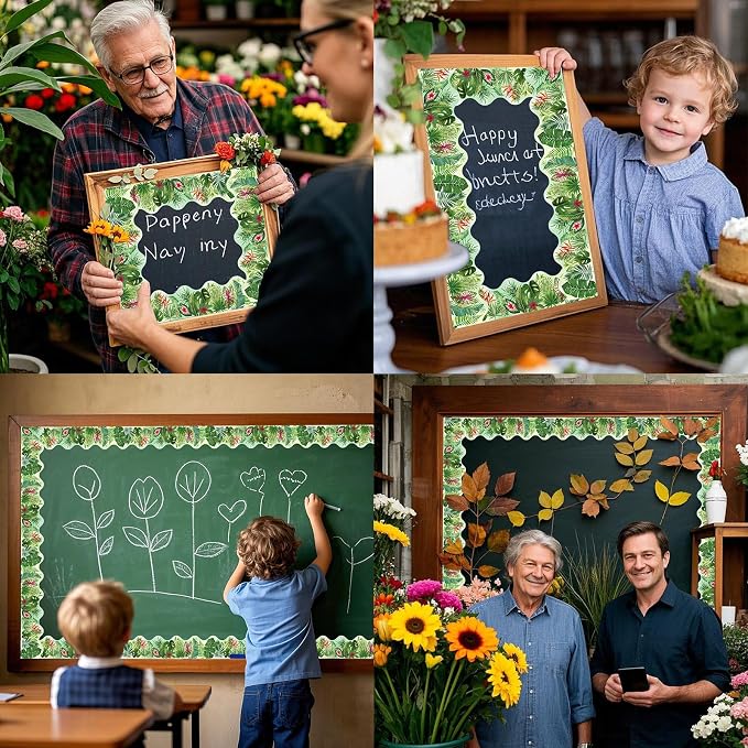 69 Feet Tropical Leaves Patterns Bulletin Board Borders Jungle Leaves Border