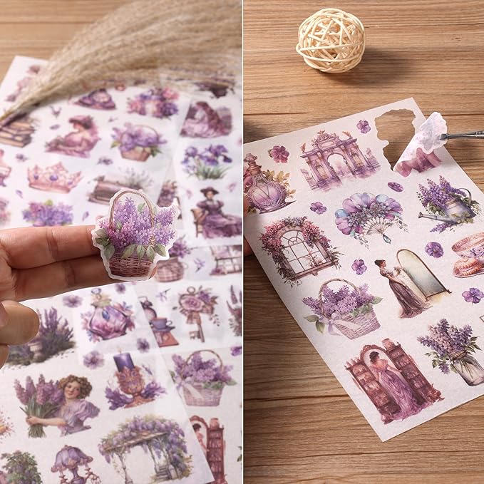 Vintage Ephemera Sticker 24 Sheets precut 300 washi Stickers Paper Girls