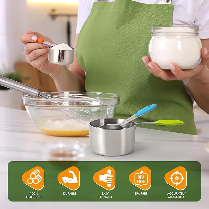 HOTEC 10-Pack Measuring Cups &Spoons Set, Kitchen Gadagets Cooking Baking