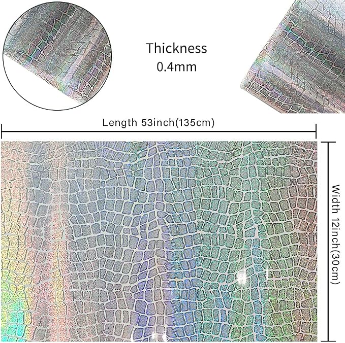 HYANG Transparent Stone PVC Super Clear Holographic Vinyl Faux Leather Sheets 1