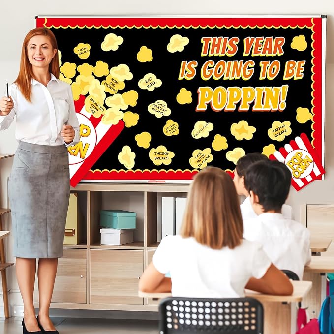 Popcorn Bulletin Board for Classroom Decorations Happy New Year Classroom