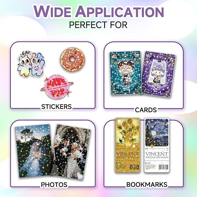 36 Sheets Holographic Sticker Paper Transparent Holographic Laminate Sheets |