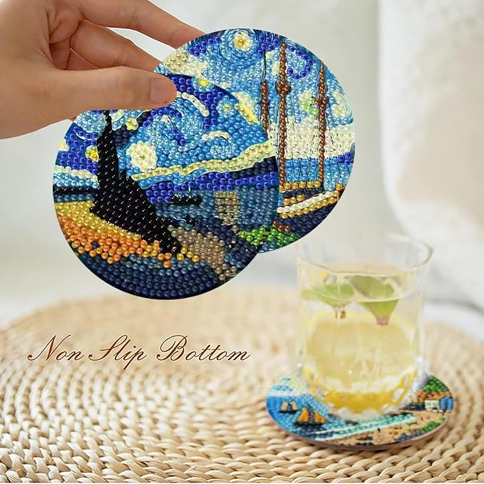 8 PCS Starry Sky Diamond Art Coasters Kit