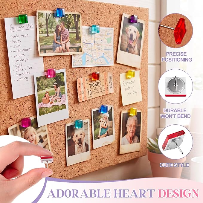 Epakh 30 Pcs Glass Square Thumb Tacks Decorative Push Pins Glass Square Push