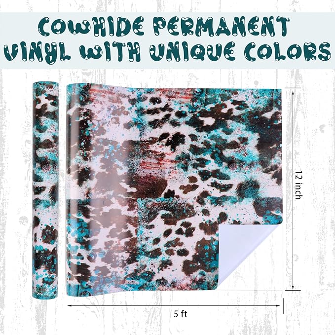 Tintnut Brown Teal Permanent Vinyl Roll 12in x 5ft Cowhide Adhesive Vinyl |
