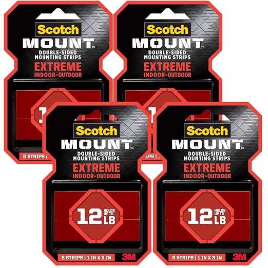 Scotch-Mount Extreme Double-Sided Mounting Strips, 32 Strips Total, 1 in x 3 in