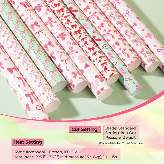 HTVRONT Pink Bow Heat Transfer Vinyl