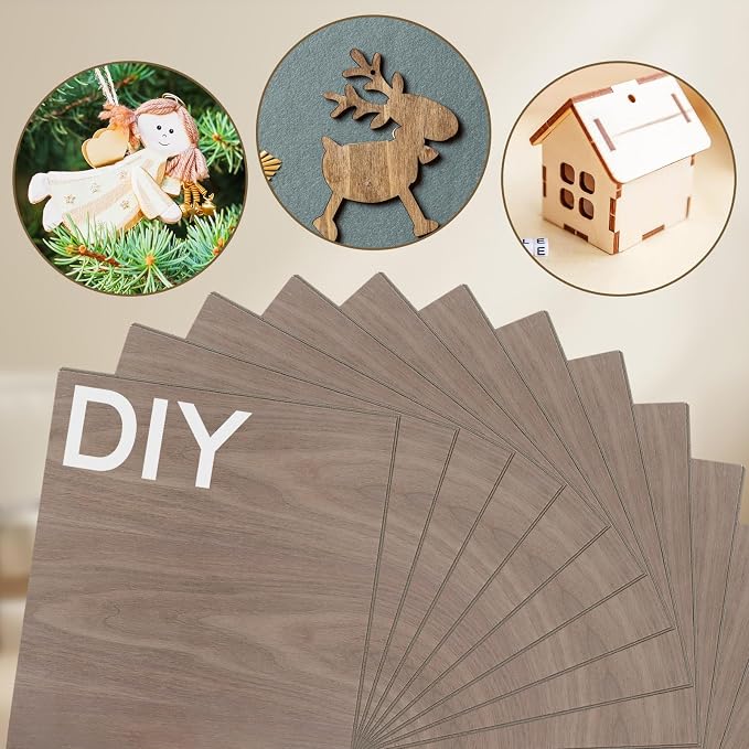 24 Pcs Walnut Unfinished Wood Craft, School DIY Projects, CNC Cutting, and Wood