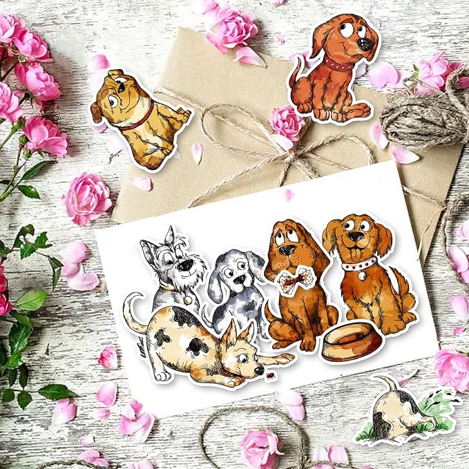 GLOBLELAND Cartton Dogs Clear Stamps