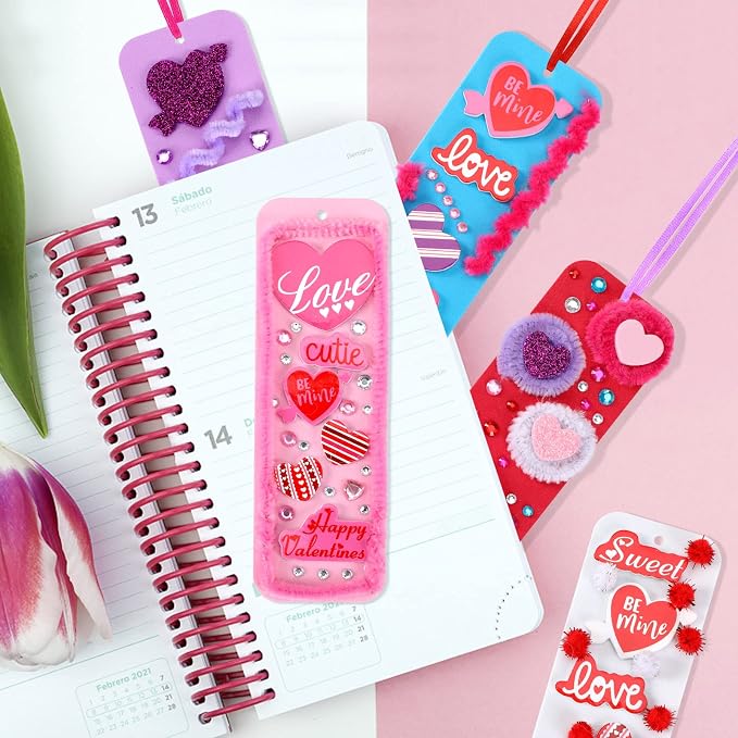 JULBEAR 36 Packs Valentine Foam DIY Bookmarks Craft Kit