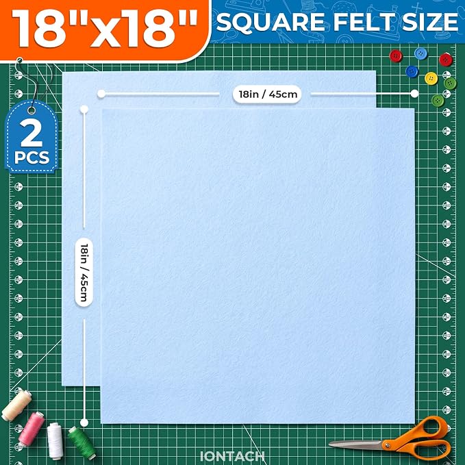 IONTACH 18" X 18" Soft Felt Sheets 1.6mm Thick | Acrylic Felt Fabric Sheets