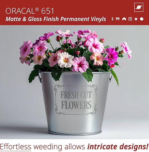 ORACAL 651 Matte Grey Vinyl Durable Roll Easy to Weed Permanent Adhesive Craft