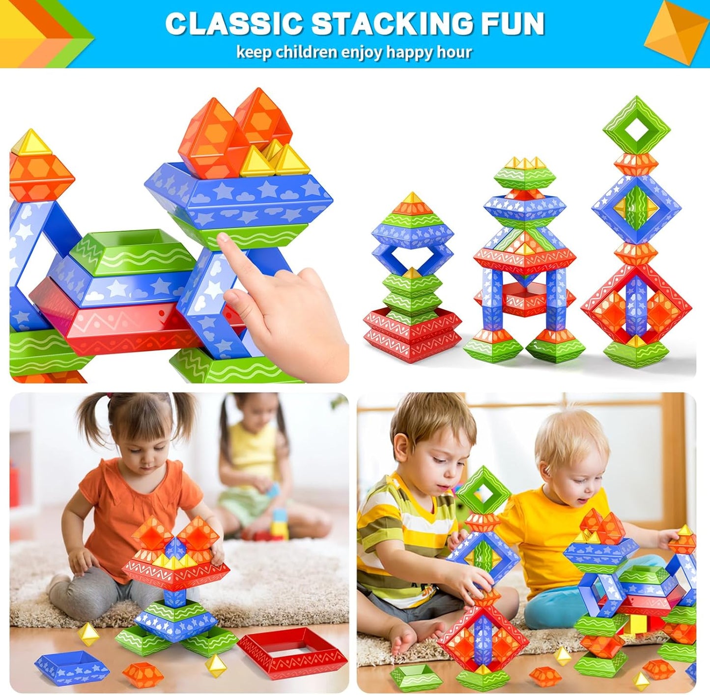 Doloowee 30 Pcs Montessori Toys Stacking Toys Building Blocks Leraning Toys for Toddlers 1-3 3-5 Girls Boys Gift Christmas Stocking Stuffers Preschool Educational