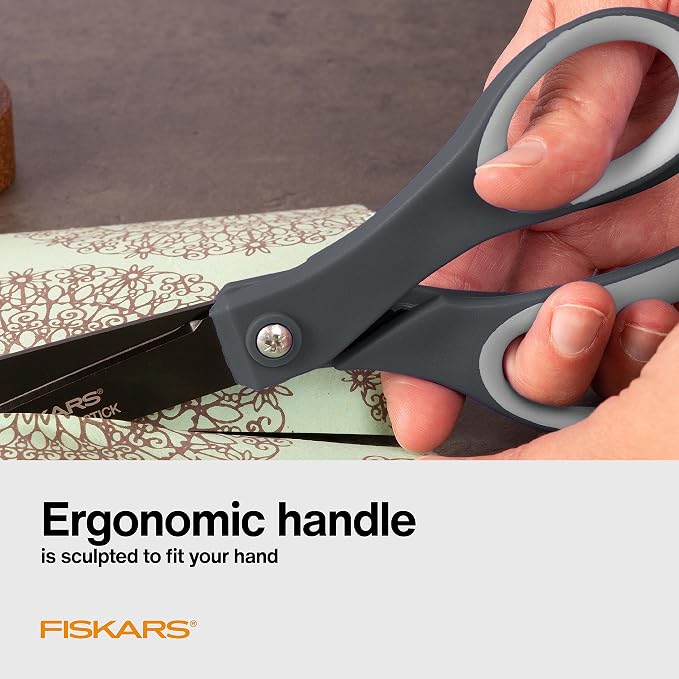 Fiskars 8" Non-Stick Titanium SoftGrip All Purpose Scissors