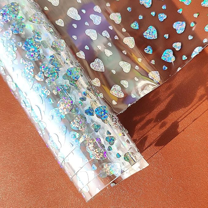 HYANG Transparent Love PVC Super Clear Holographic Vinyl Faux Leather Sheets 1
