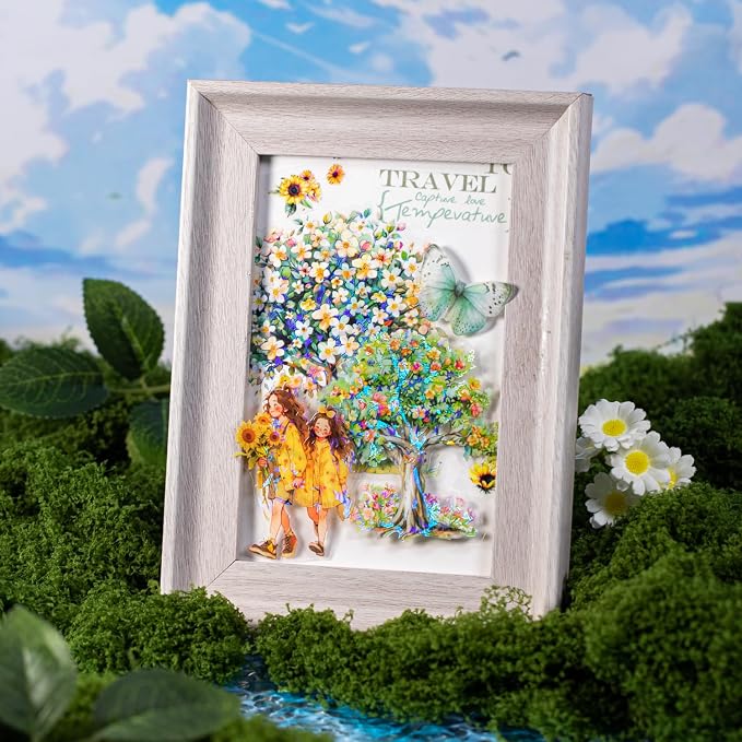 60 Pcs Holographic Floral Tree PET Stickers