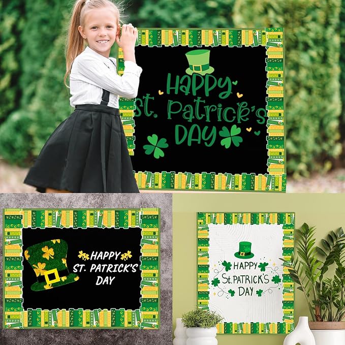 69 Feet St Patricks Day Bulletin Board Decorations Lucky Green Shamrock Clover