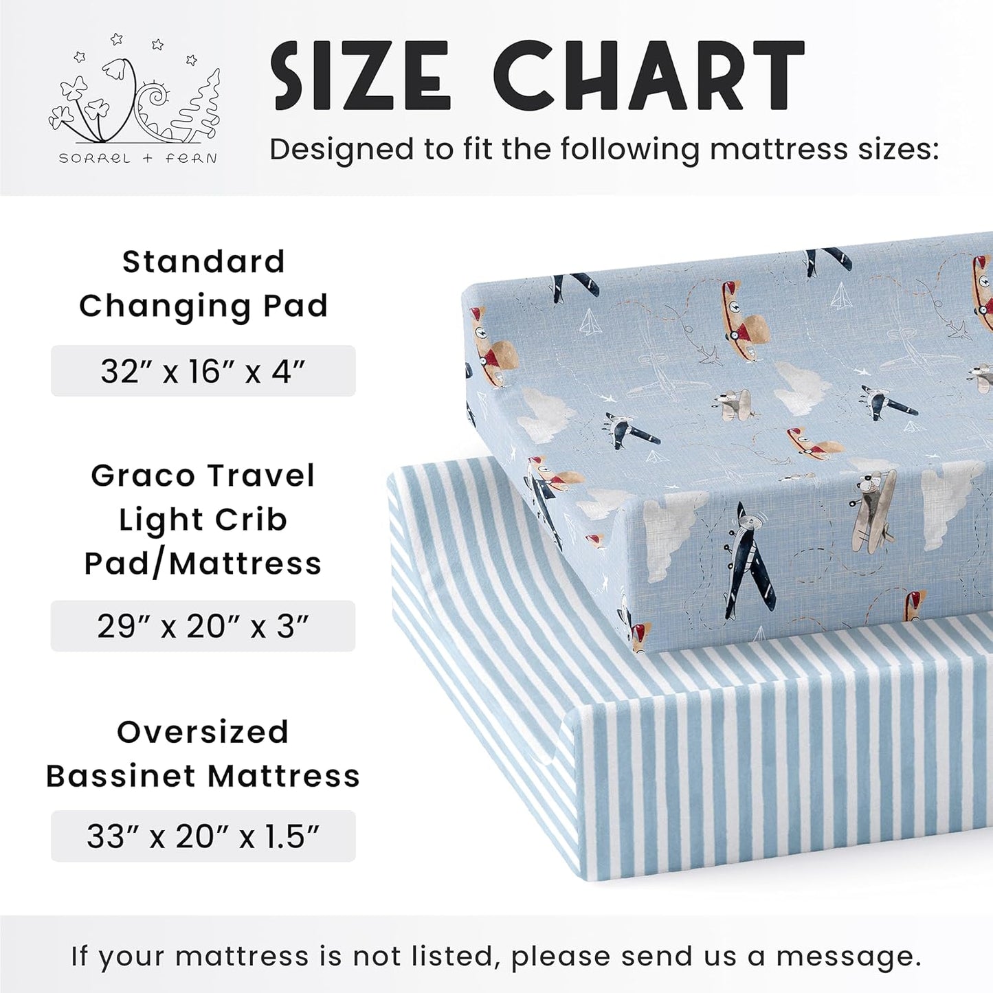 Baby Changing Pad Cover 2-Pack for Boys, Girls (Watercolor Airplanes and Clouds) - Premium Fitted Sheets Baby Diaper Changing Table Cover - Buttery Soft Cotton Blend
