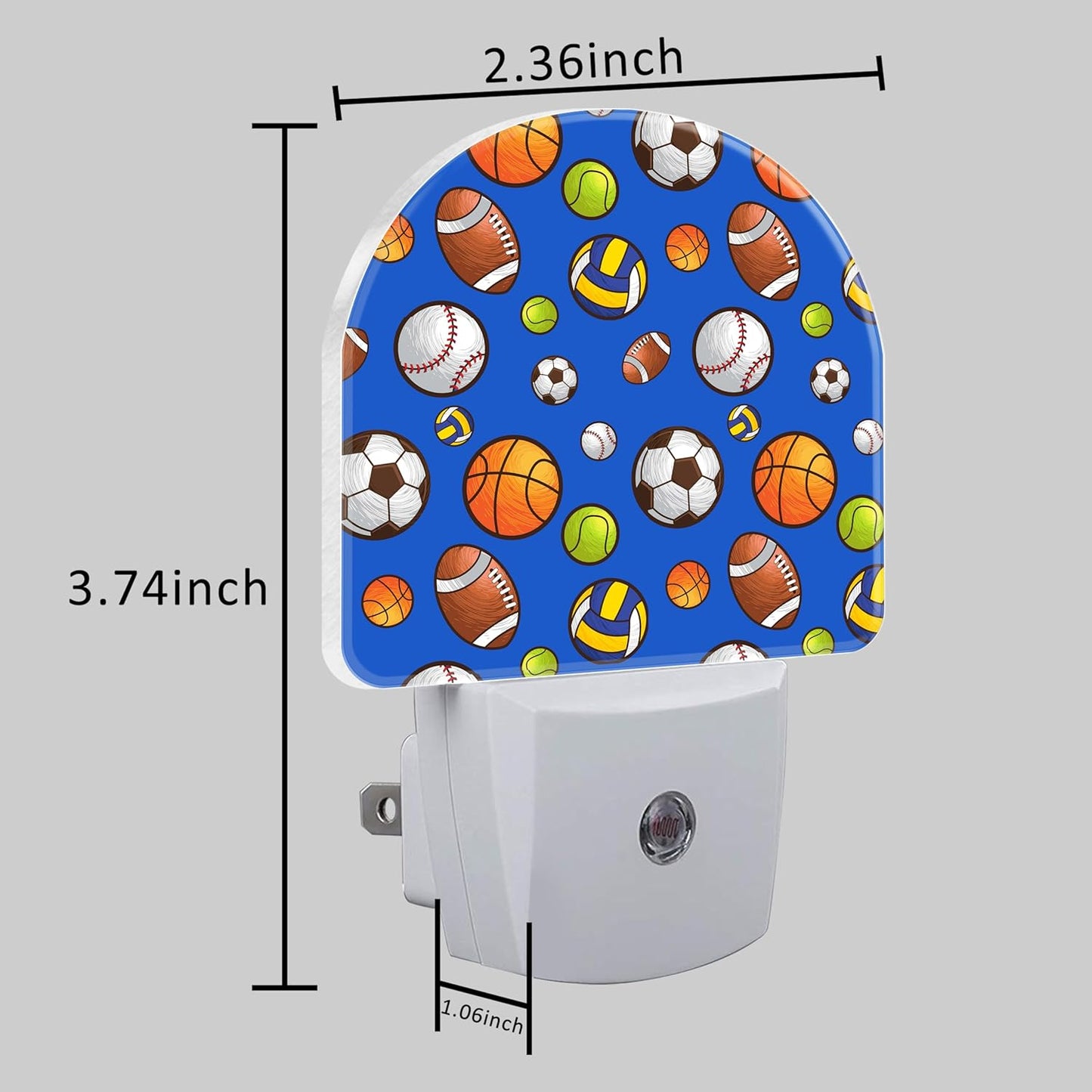 Cartoon Sports Balls Night Light for Kids, LED Night Light Plug into Wall with Dusk to Dawn Sensor for Girls Boys Women Men Room Decor, Hallway, Kitchen, Bathroom, Nursery, Stairs