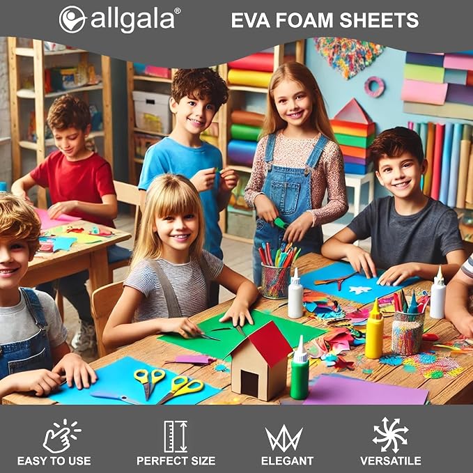 Allgala 20 Pack Self-Adhesive EVA Foam Paper 8x12 Inch Sheets-Light Blue-CF85414