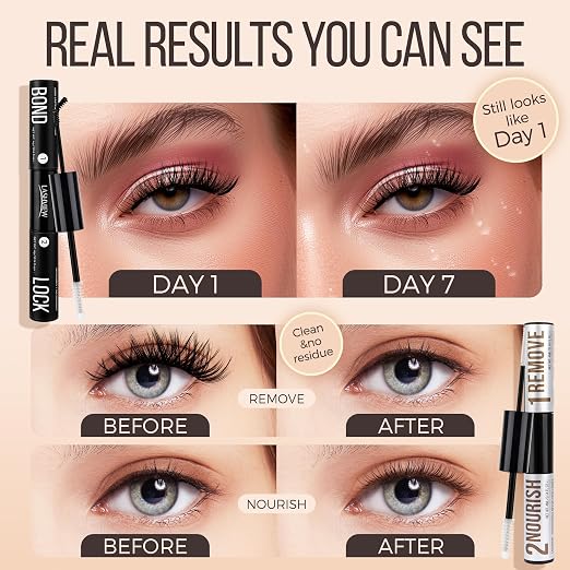 LASHVIEW Lash Bond and Seal & Lash Reomver and Conditioner Kit, Hold on 7-Day+
