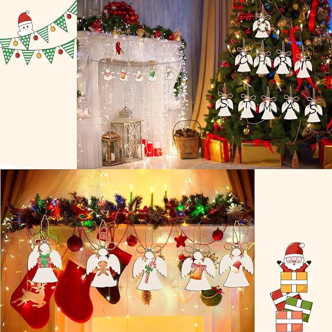 50PCS Unfinished Wood kit with Holes, Wooden Slice