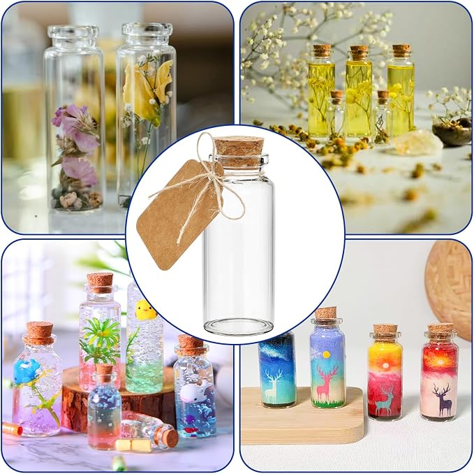 Kingrol 70 Pack 30ml Cork Stoppers Glass Bottles, Wishing Bottles