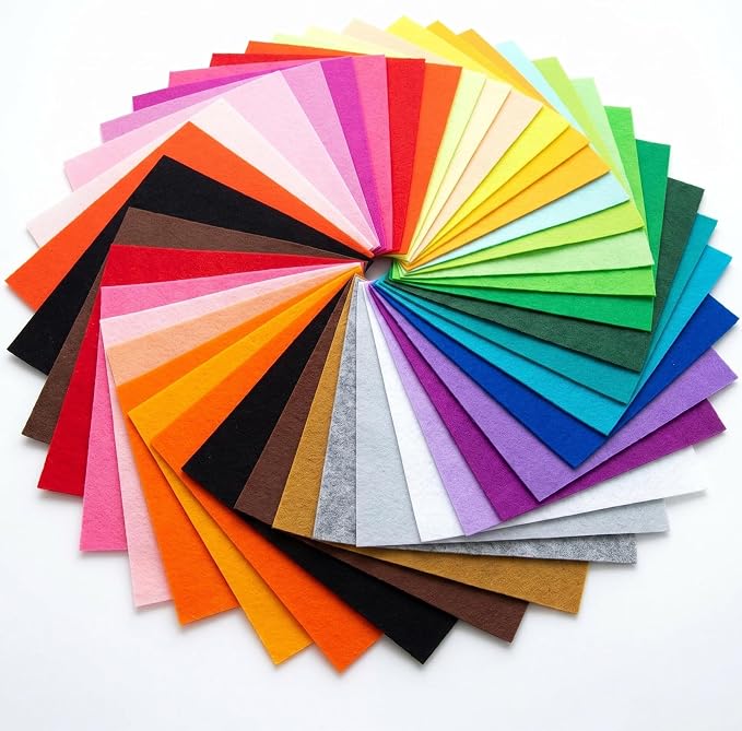 40 Pcs 6x6 Inch Colorful Craft Felt Sheets, Soft Thin Felt Fabric Squares