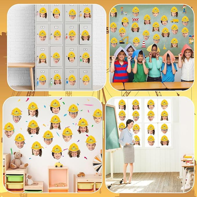 gisgfim 80Pcs Construction Helmet Cutouts Back to School Decorations Bulletin