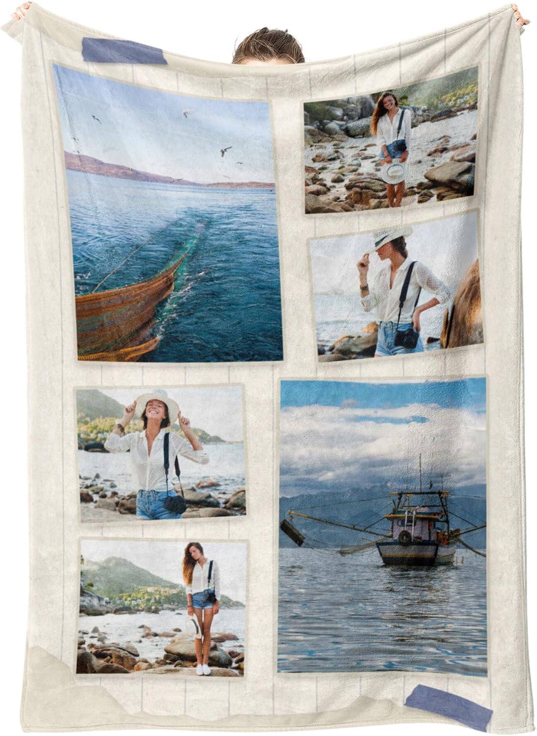 Personalized Photos Blanket Custom Flannel Blanket with Picture Text Customizable Blankets for Birthday Gift, 50 * 60in