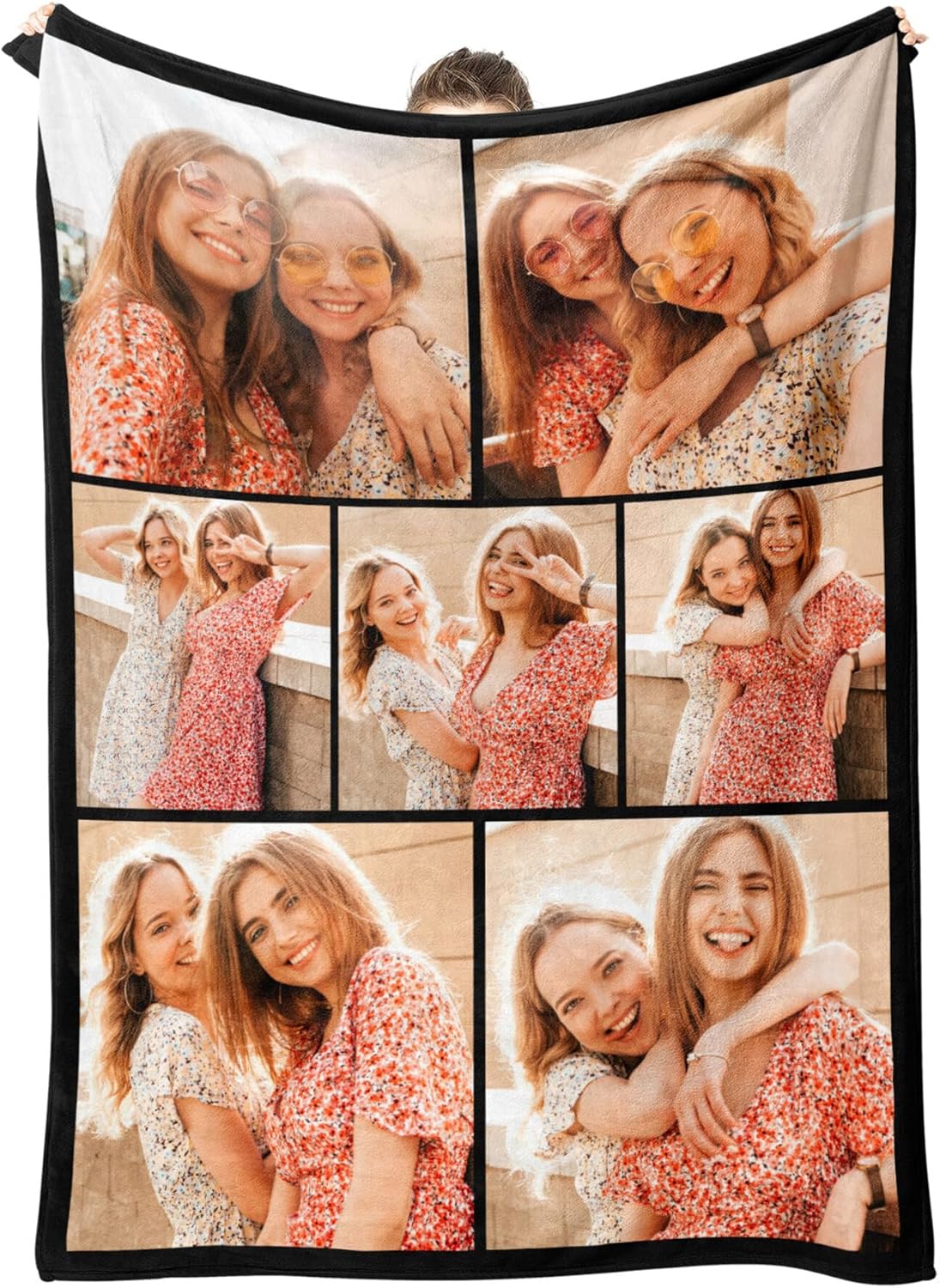 Personalized Blanket with Photos Text Custom Flannel Blanket with Picture Customizable Blankets Valentine's Day Gifts for Couple Girlfriend Boyfriend Wife Husband, 50 * 60in
