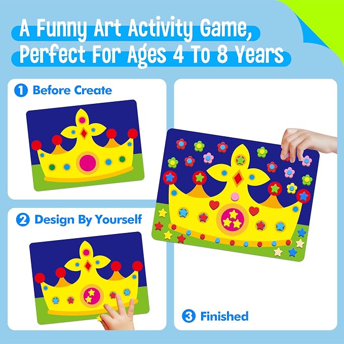 SpriteGru Foam Sticker Art Activity, 10 Princess & Castle Art Board