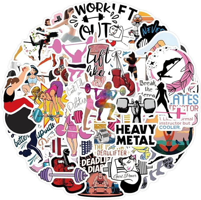55 pcs Fitness Gym Workout Stickers, Motivational Weightlifting Yoga Exercise