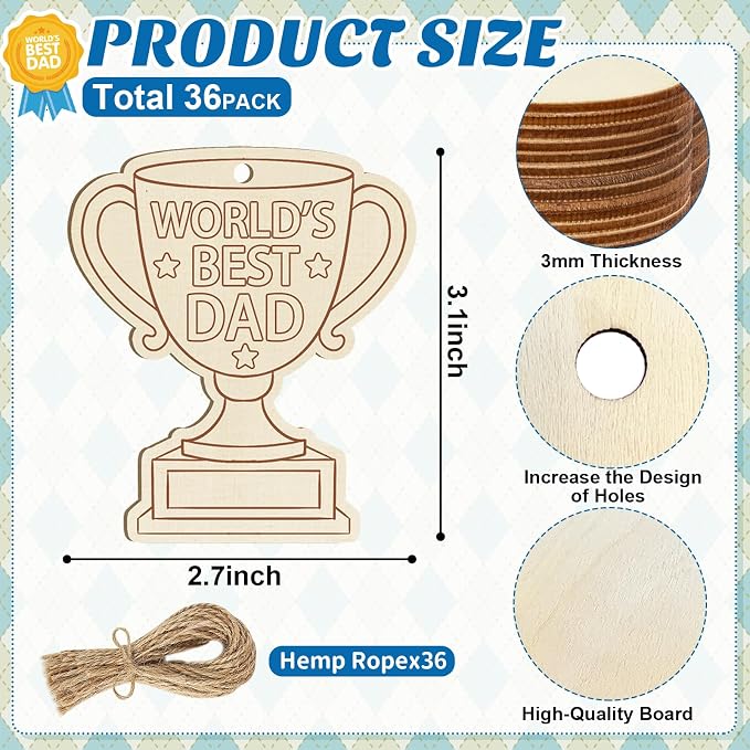 36PCS Wooden Father's Day Crafts