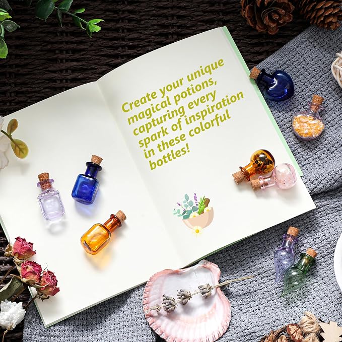Geiserailie 80 Pieces Tiny Glass Bottles Spell Jars