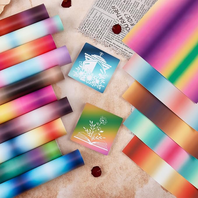 Dark Gradient Permanent Adhesive Vinyl 15 Sheets 12'' x 10'' | Ombre Rainbow